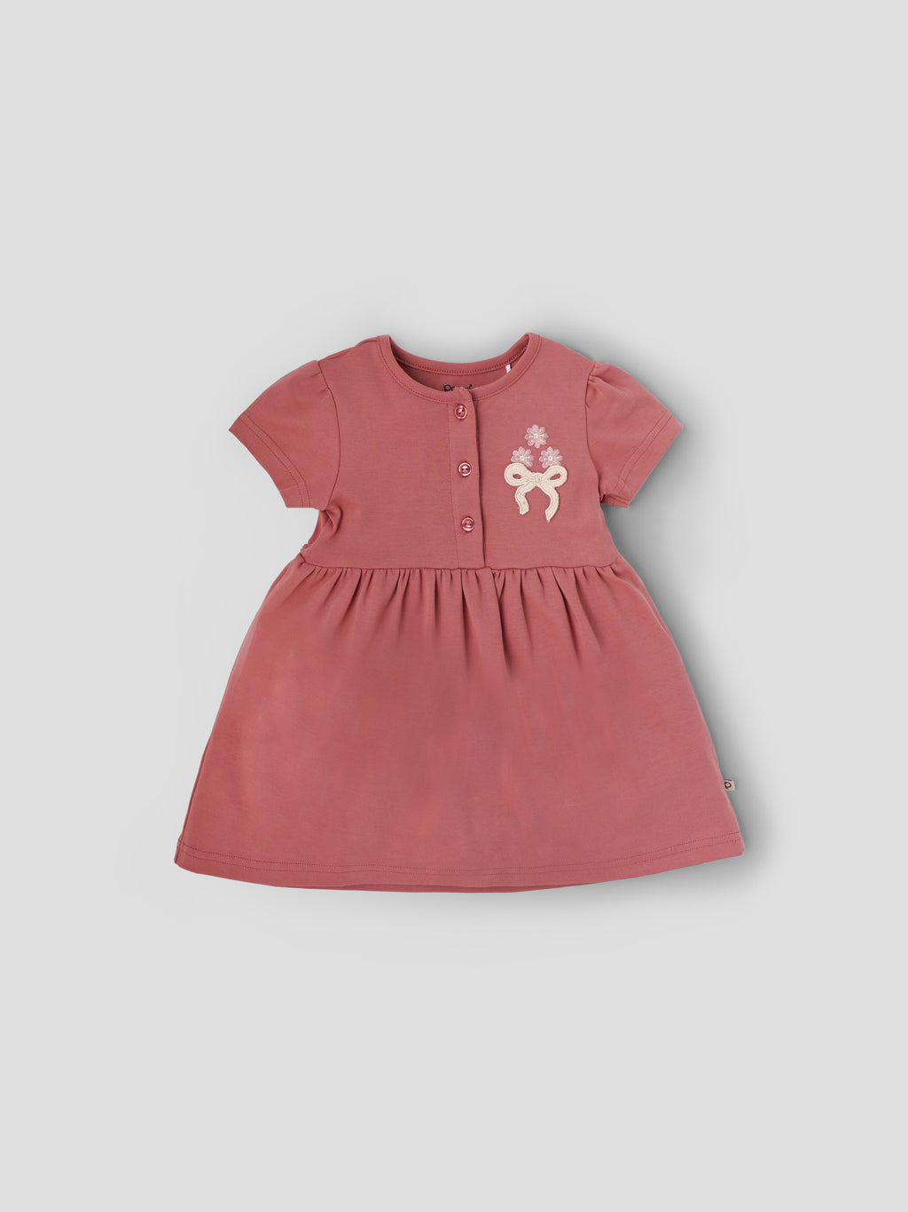 Popees Baby Girls Short Sleeve Cotton Dress| Pink| 9 Months To 4 Years