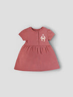 Popees Baby Girls Short Sleeve Cotton Dress| Pink| 9 Months To 4 Years