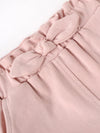 Popees Baby Girls Pink Cotton Shorts with Paperbag Waist & Bow (9M–4Y)