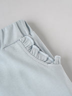 Popees Baby Girls Light Blue Shorts with Ruffle Pocket Details | Elastic Waist Casual Shorts |9 Months to 4 Years