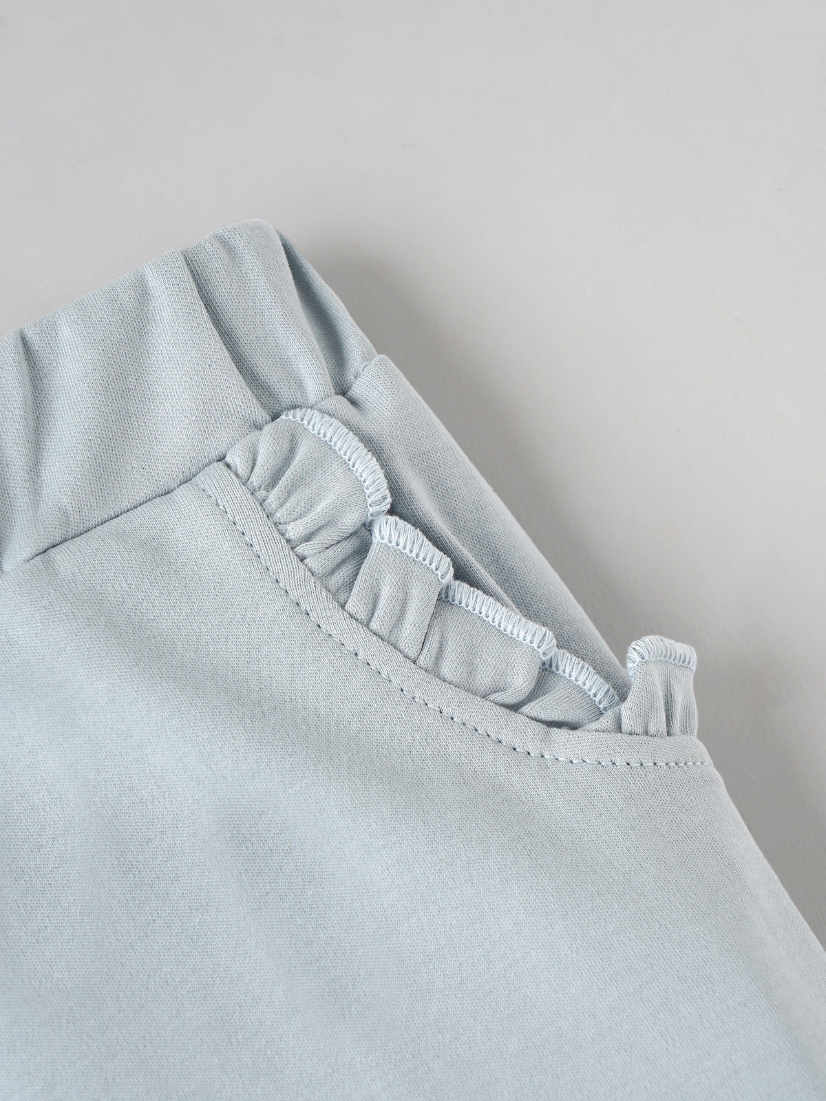 Popees Baby Girls Light Blue Shorts with Ruffle Pocket Details | Elastic Waist Casual Shorts |9 Months to 4 Years
