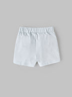 Popees Baby Girls Cotton Shorts | Soft Elastic Waist Casual Shorts with Ruffle Pocket Detail | Light Blue |9 Months to 4 Years