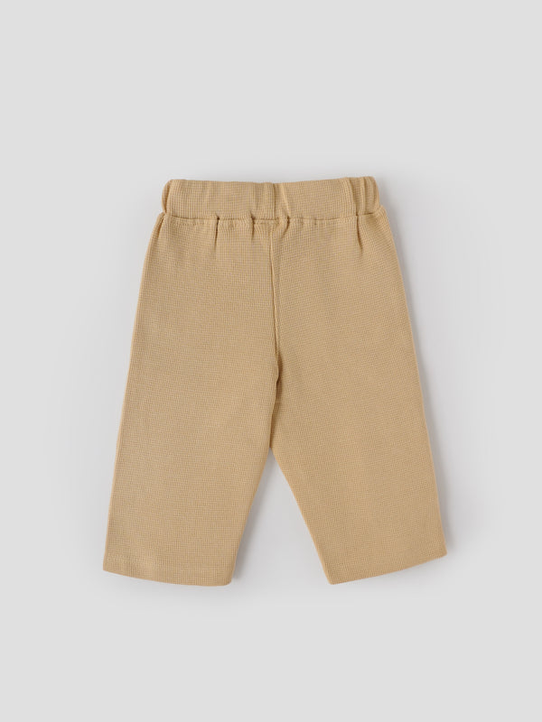Popees Baby Girls Waffle Knit Pants with Elastic Waist |Soft Cotton Casual Wear (9 Months to 4 Years)