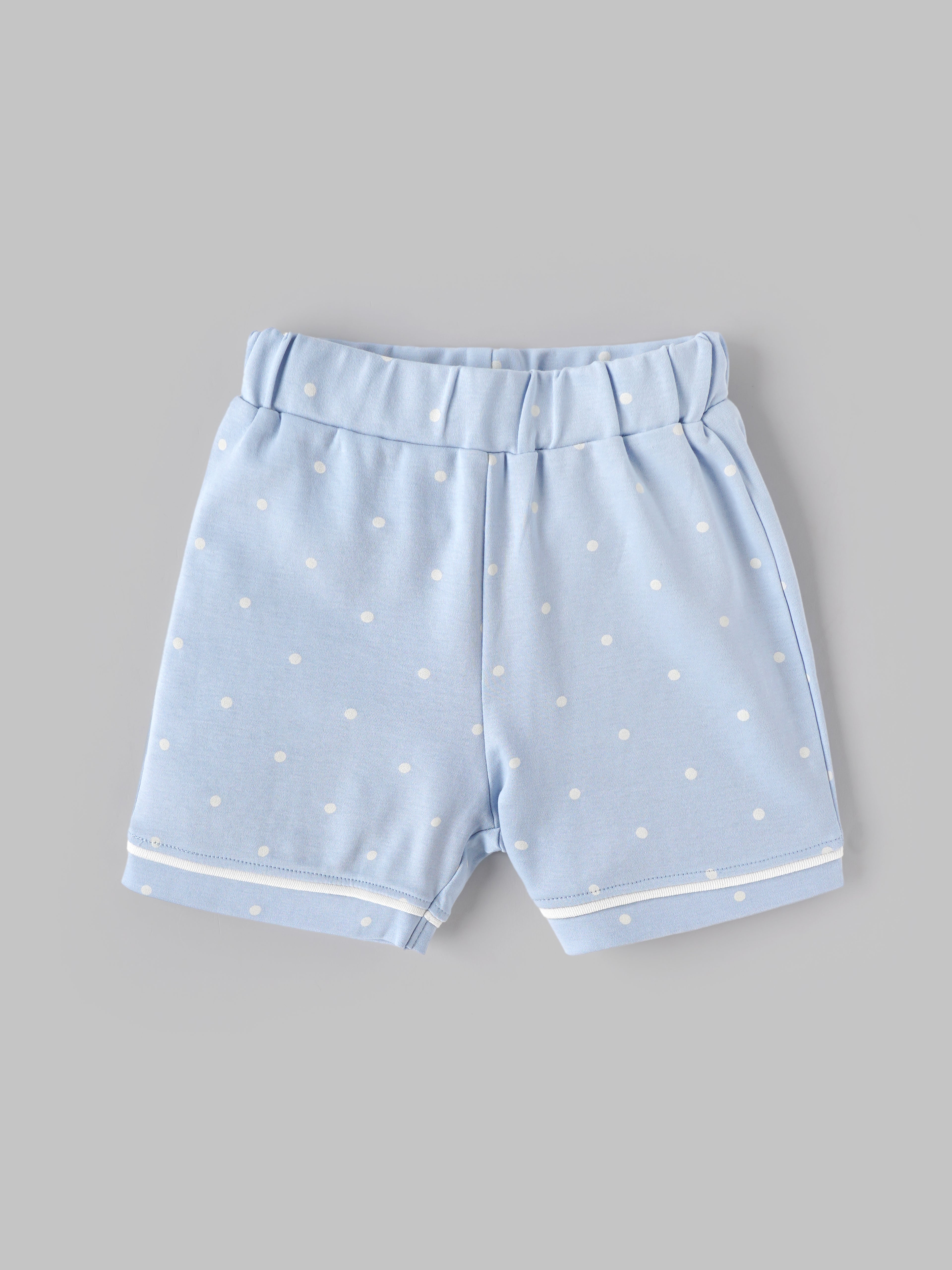 Popees Baby Girls Polka Dot Cotton Night Suit Set | Blue Half Sleeve Button-Down Top & Shorts Co-Ord Sleepwear | 9 Months–4 Years