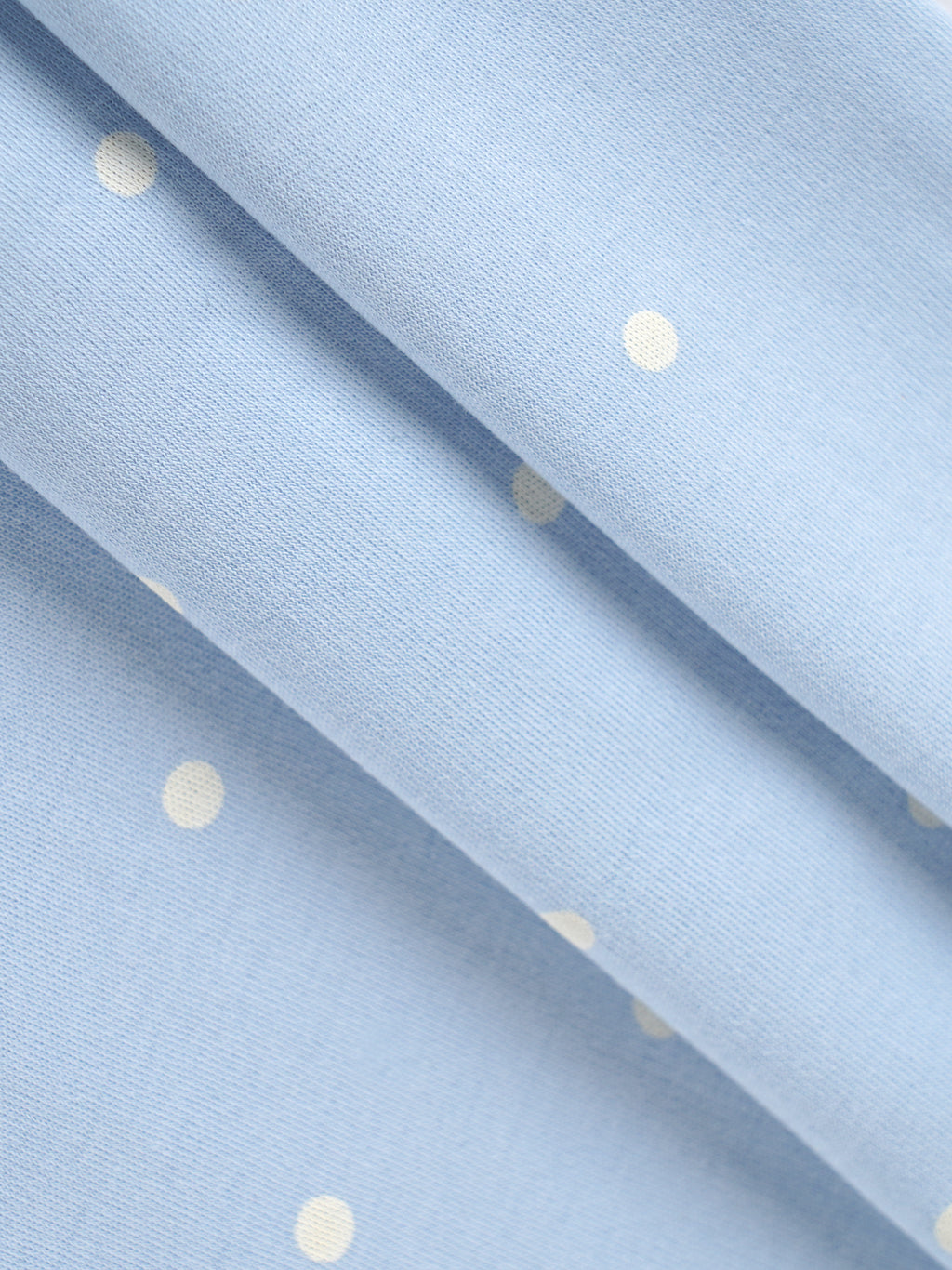 Popees Baby Girls Polka Dot Cotton Night Suit Set | Blue Half Sleeve Button-Down Top & Shorts Co-Ord Sleepwear | 9 Months–4 Years