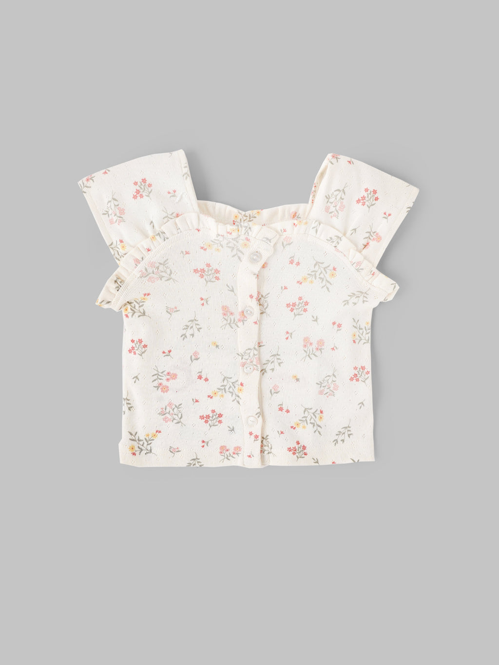 Popees Baby Girls Floral Top & Ribbed Pant Set| Sage Green| 9 Months to 4 Years