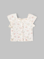 Popees Baby Girls Floral Top & Ribbed Pant Set| Sage Green| 9 Months to 4 Years