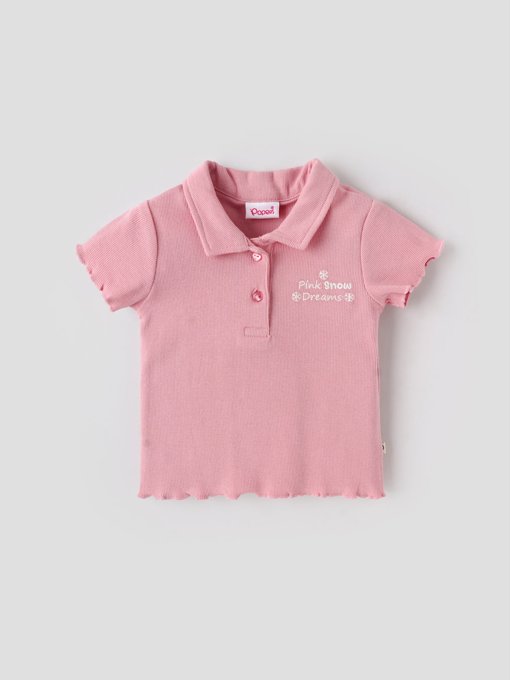Popees Baby Girls Textured Cotton Polo Top| Pink| 9 Months To 4 Years
