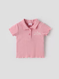 Popees Baby Girls Textured Cotton Polo Top| Pink| 9 Months To 4 Years