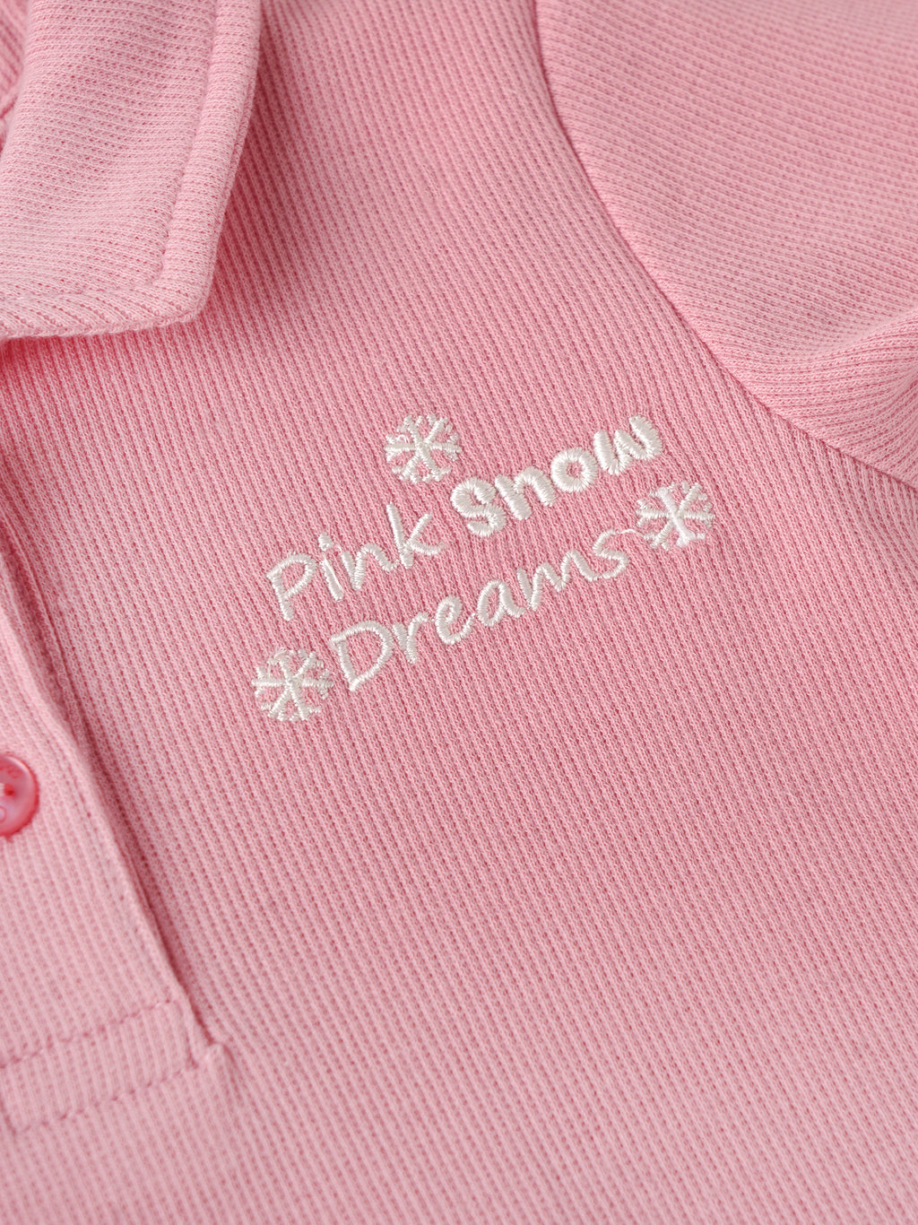 Popees Baby Girls Textured Cotton Polo Top| Pink| 9 Months To 4 Years