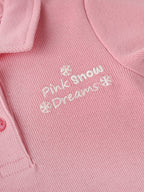 Popees Baby Girls Textured Cotton Polo Top| Pink| 9 Months To 4 Years