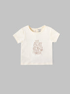 Popees Baby Girls Puff Sleeves Cotton Printed T-Shirt| Cream| 9 Months To 4 Years