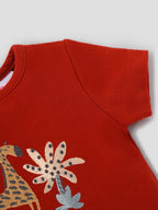 Popees Baby Girls Short Sleeves Cotton Top| Red|  Months To 4 Years