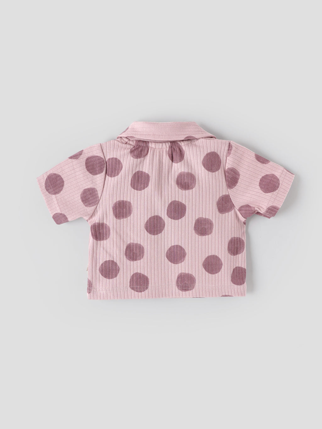 Popees Baby Girls Polka Dot Ribbed Half Sleeve Collared Top| 9M–4Y