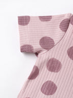 Popees Baby Girls Polka Dot Ribbed Half Sleeve Collared Top| 9M–4Y