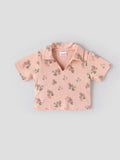 Popees Baby Girls Floral Print Ribbed Half Sleeve Collared Top| 9M–4Y
