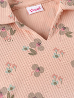 Popees Baby Girls Floral Print Ribbed Half Sleeve Collared Top| 9M–4Y