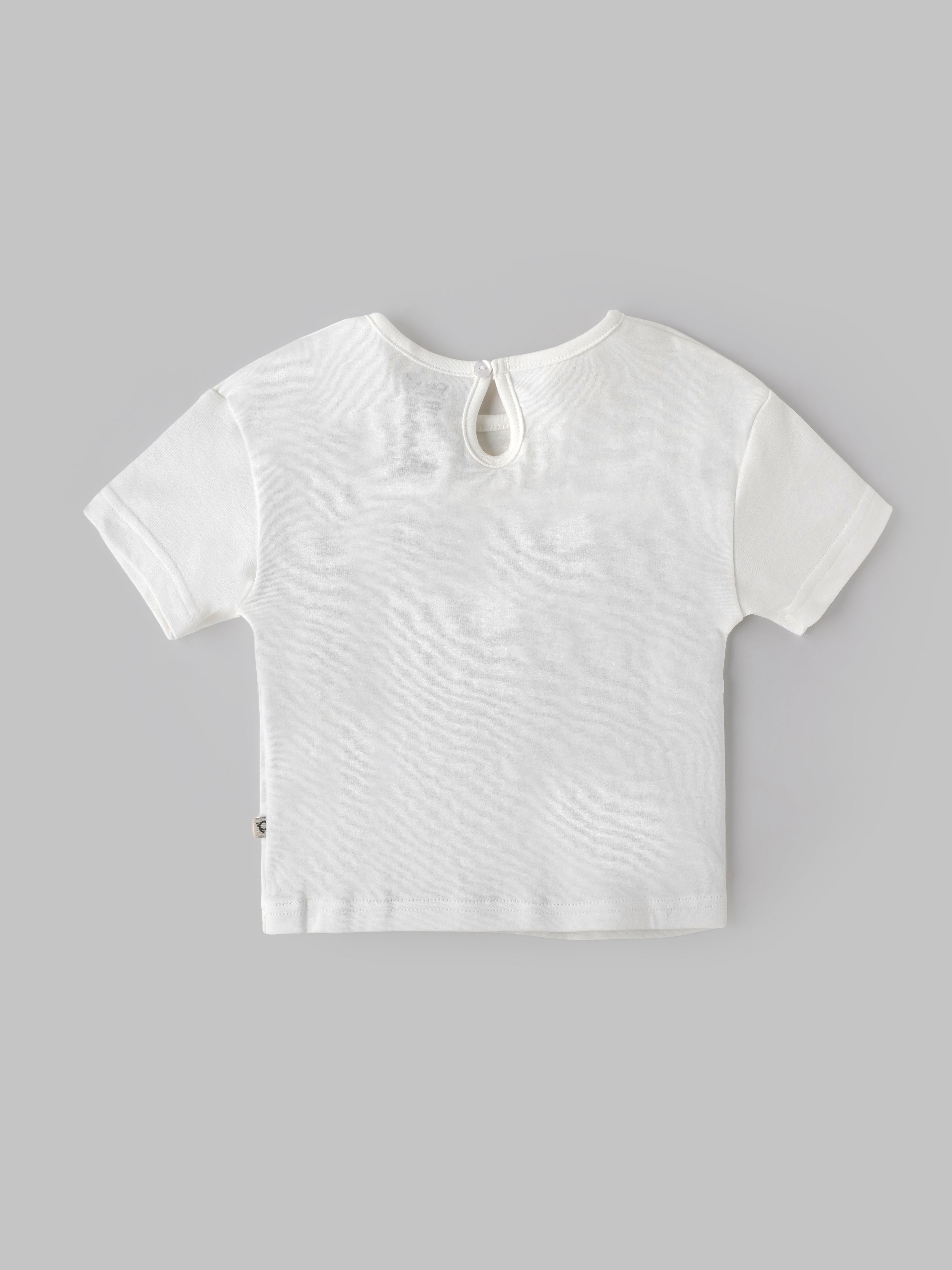 Popees Baby Girls Printed Cotton T-Shirt with Cute Graphic Design| Soft Breathable Casual Summer Top| 9 Months–4 Years