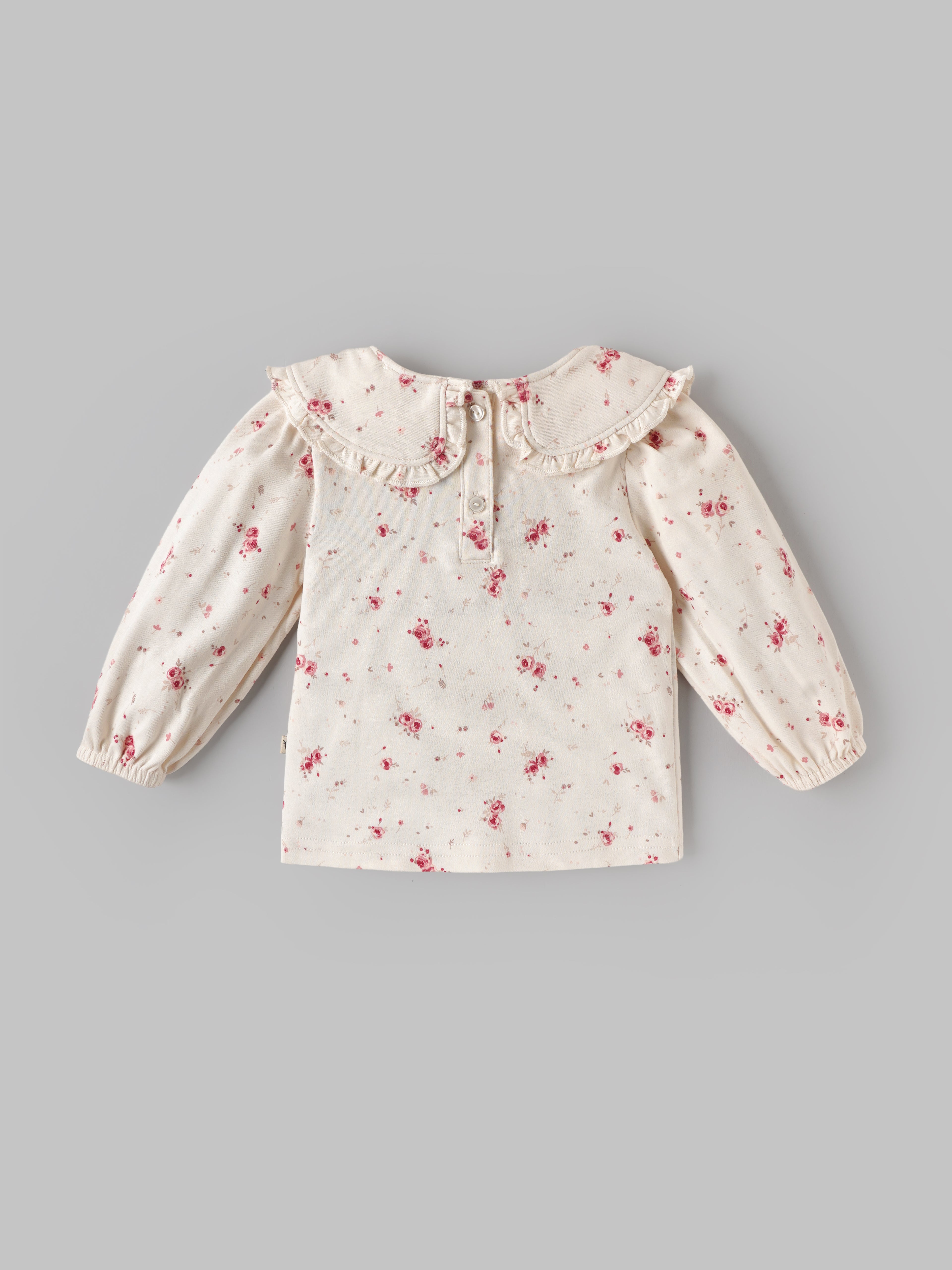 Popees Baby Girls Floral Cotton Top | Cream Printed Long Sleeve Peter Pan Collar Outfit (9 Months–4 Years) (Copy)