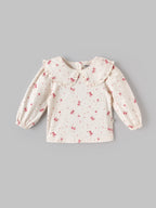 Popees Baby Girls Floral Cotton Top | Cream Printed Long Sleeve Peter Pan Collar Outfit (9 Months–4 Years) (Copy)