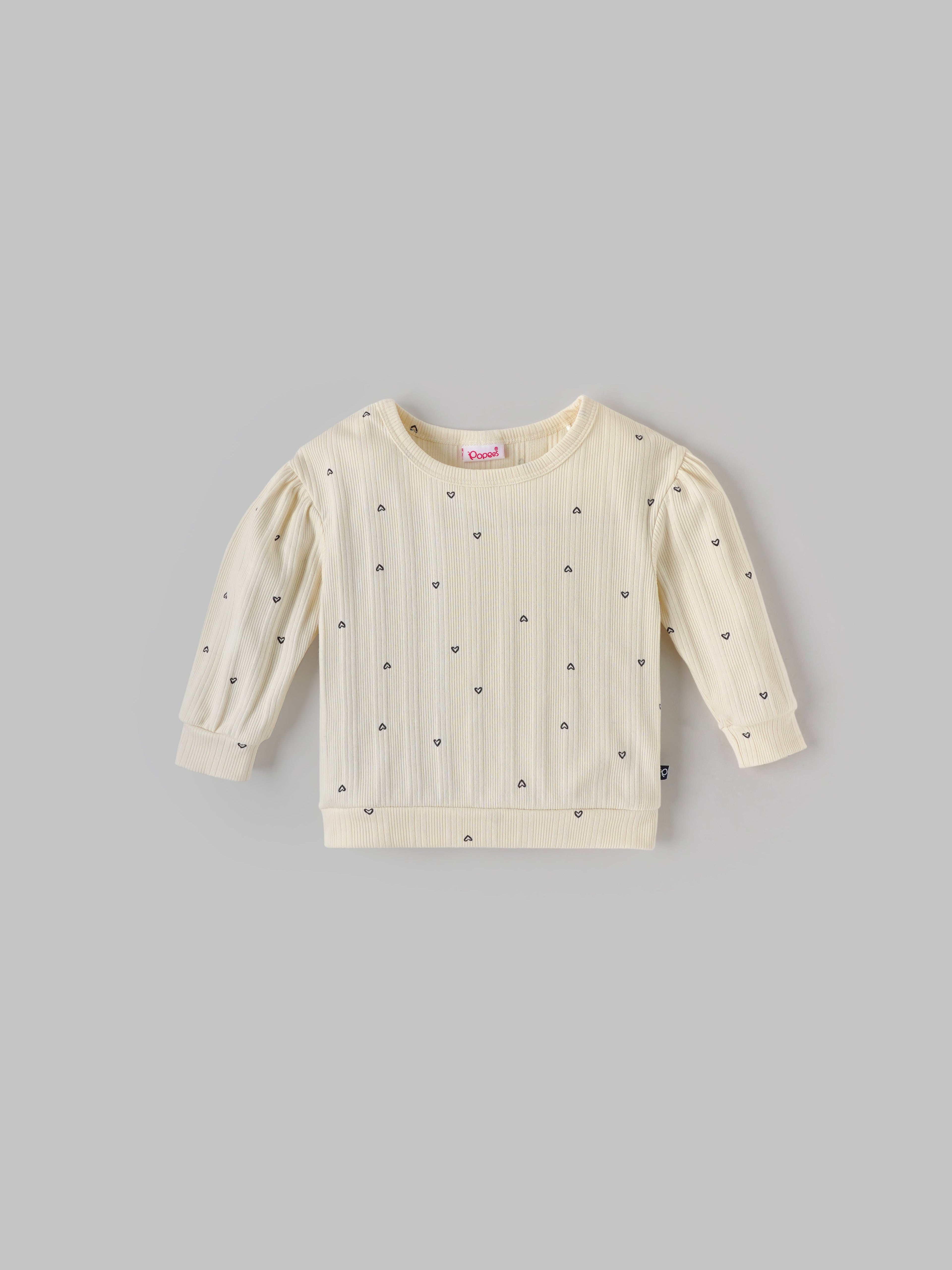 Popees Soft & Stylish Heart Printed Full Sleeve Top (1-9 Months)for New Girls