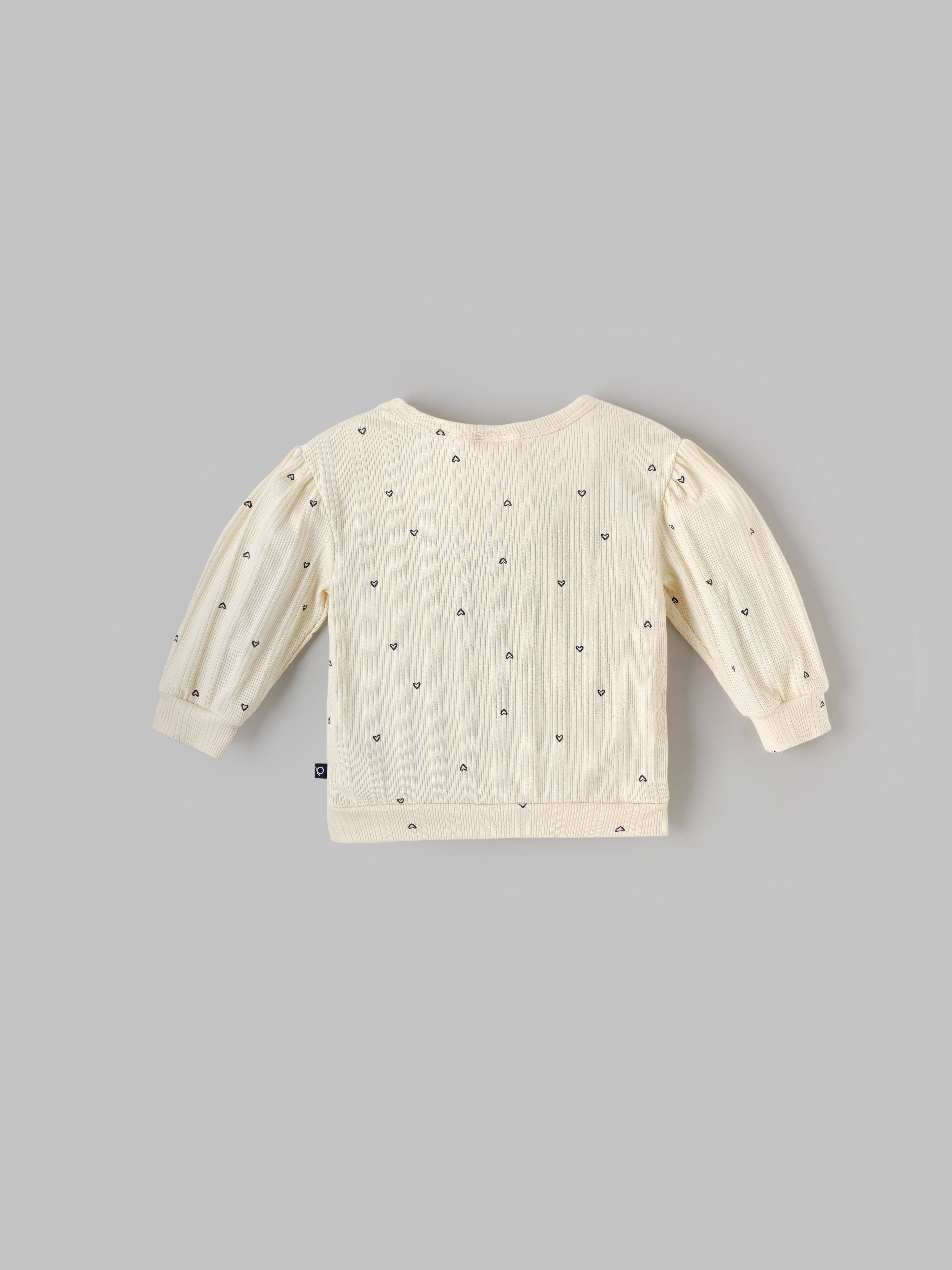 Popees Soft & Stylish Heart Printed Full Sleeve Top (1-9 Months)for New Girls