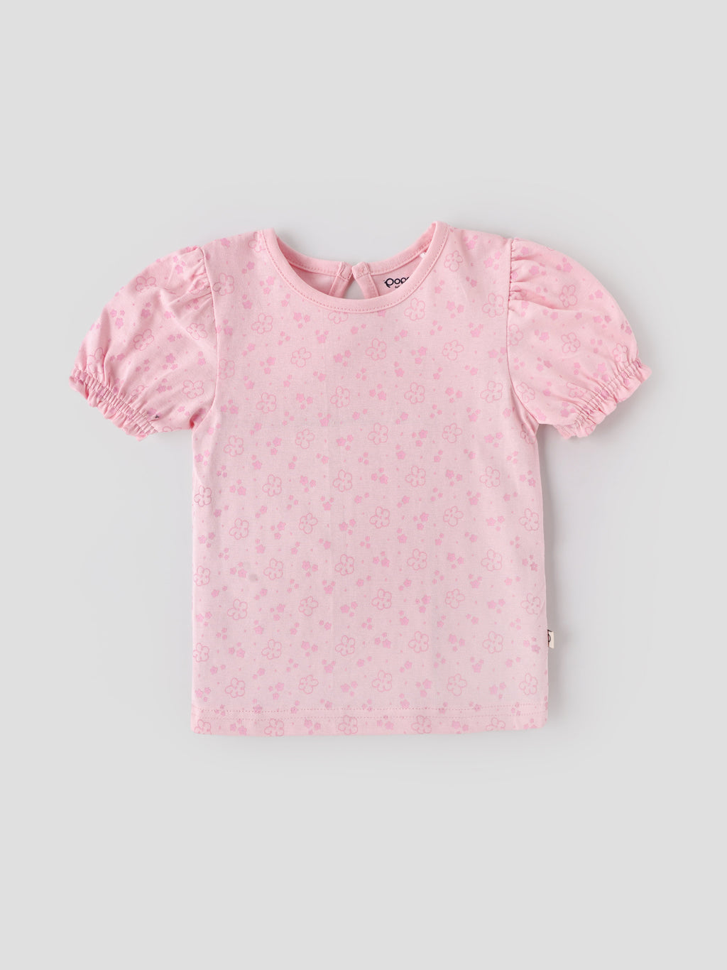 Popees Baby Girls Floral Cotton T-Shirt |Soft Puff Sleeve Casual Top (1–6 Years)