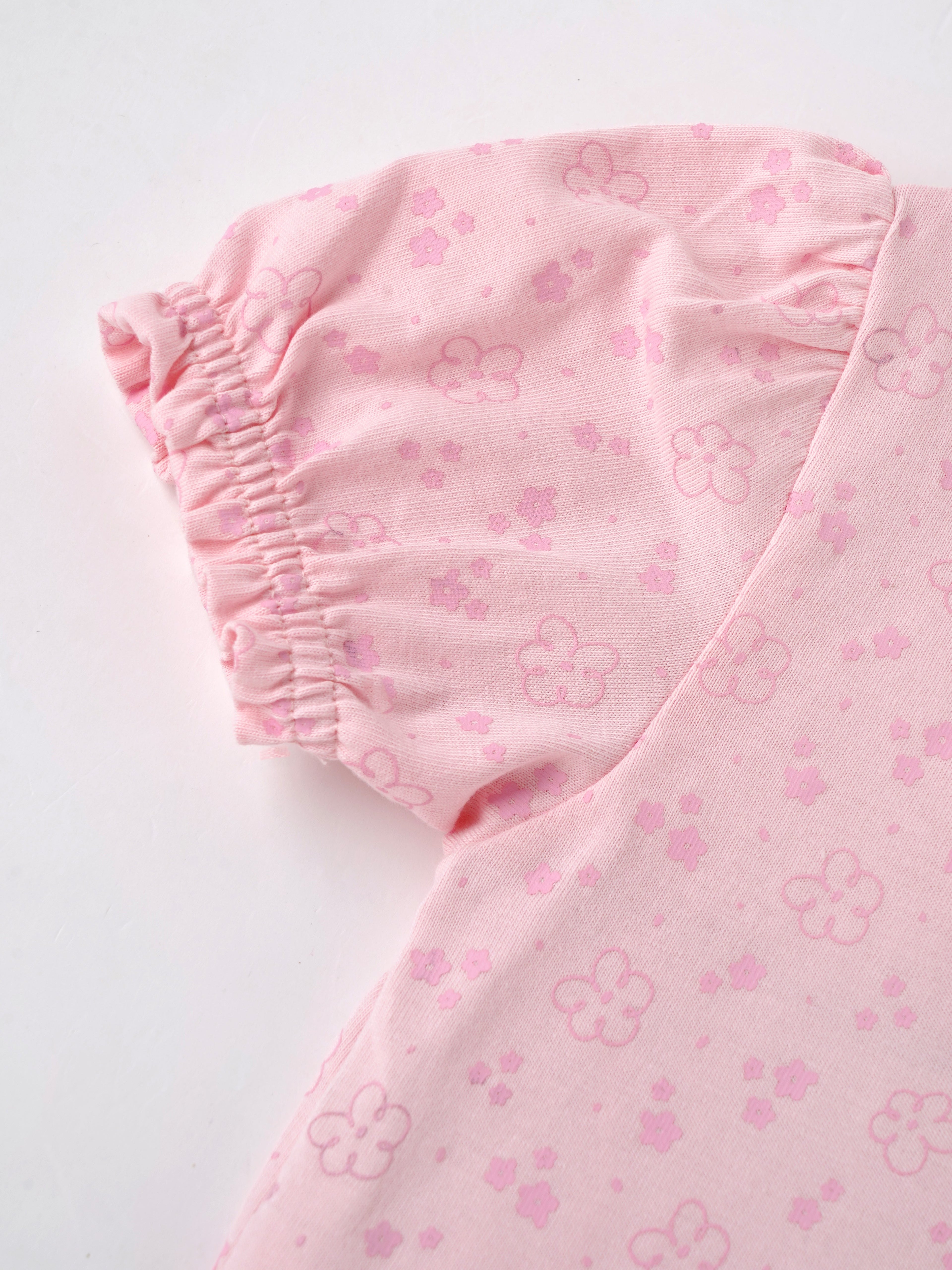 Popees Baby Girls Floral Cotton T-Shirt |Soft Puff Sleeve Casual Top (1–6 Years)