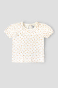 Popees Baby Girls Cotton Floral Printed Puff Sleeve Top| Soft Breathable Casual Wear (1–6 Years)