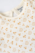 Popees Baby Girls Cotton Floral Printed Puff Sleeve Top| Soft Breathable Casual Wear (1–6 Years)