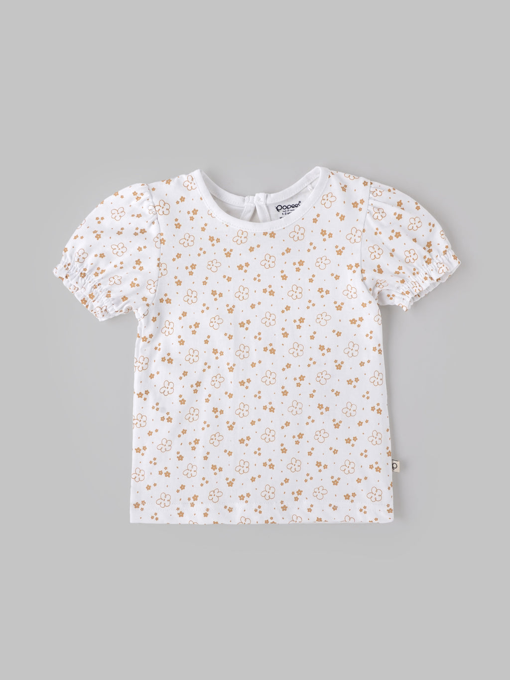 Popees Girls Floral Print Cotton Puff Sleeve Top for Kids (1–6 Years) | Soft Breathable Casual Summer Wear Outfit