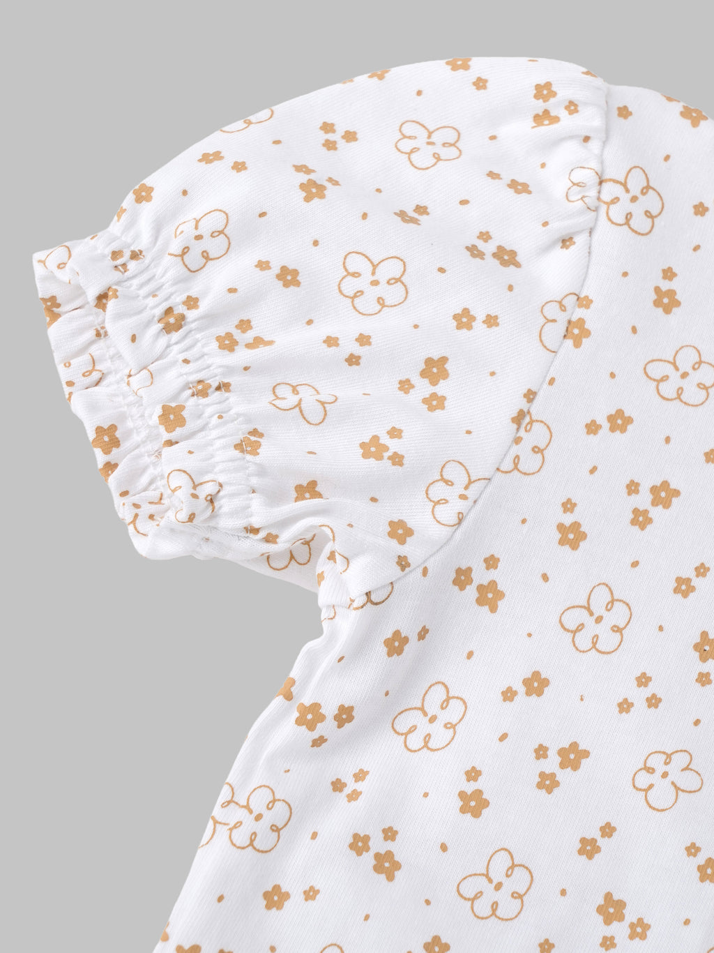 Popees Girls Floral Print Cotton Puff Sleeve Top for Kids (1–6 Years) | Soft Breathable Casual Summer Wear Outfit