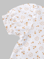Popees Girls Floral Print Cotton Puff Sleeve Top for Kids (1–6 Years) | Soft Breathable Casual Summer Wear Outfit