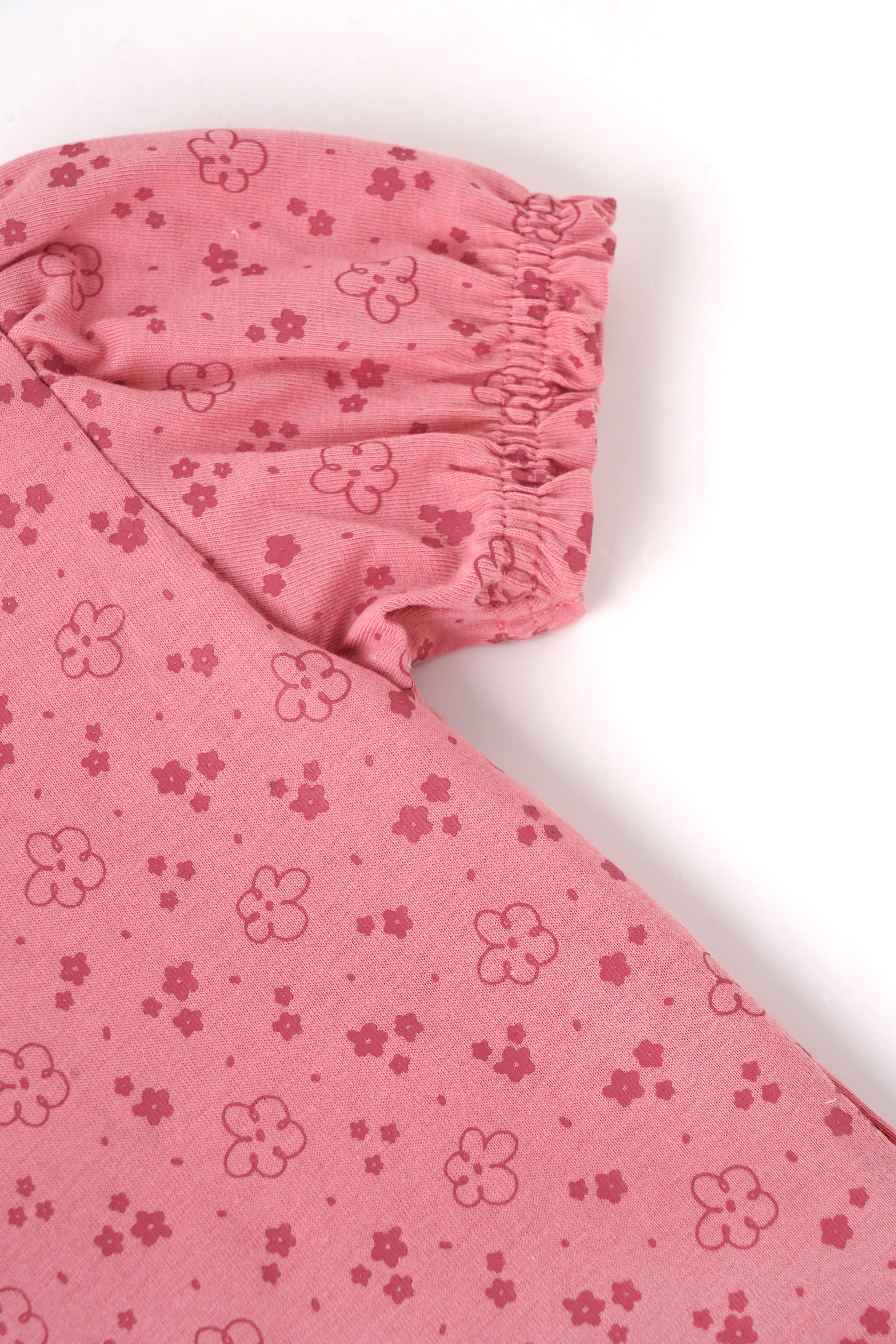 Popees Baby Girls Cotton Floral Printed Puff Sleeve T-Shirt Top| 1–6Years