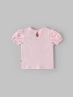 Popees Baby Girls Print Puff Sleeve Cotton T-Shirt| Pink| 9 Months to 4 Years