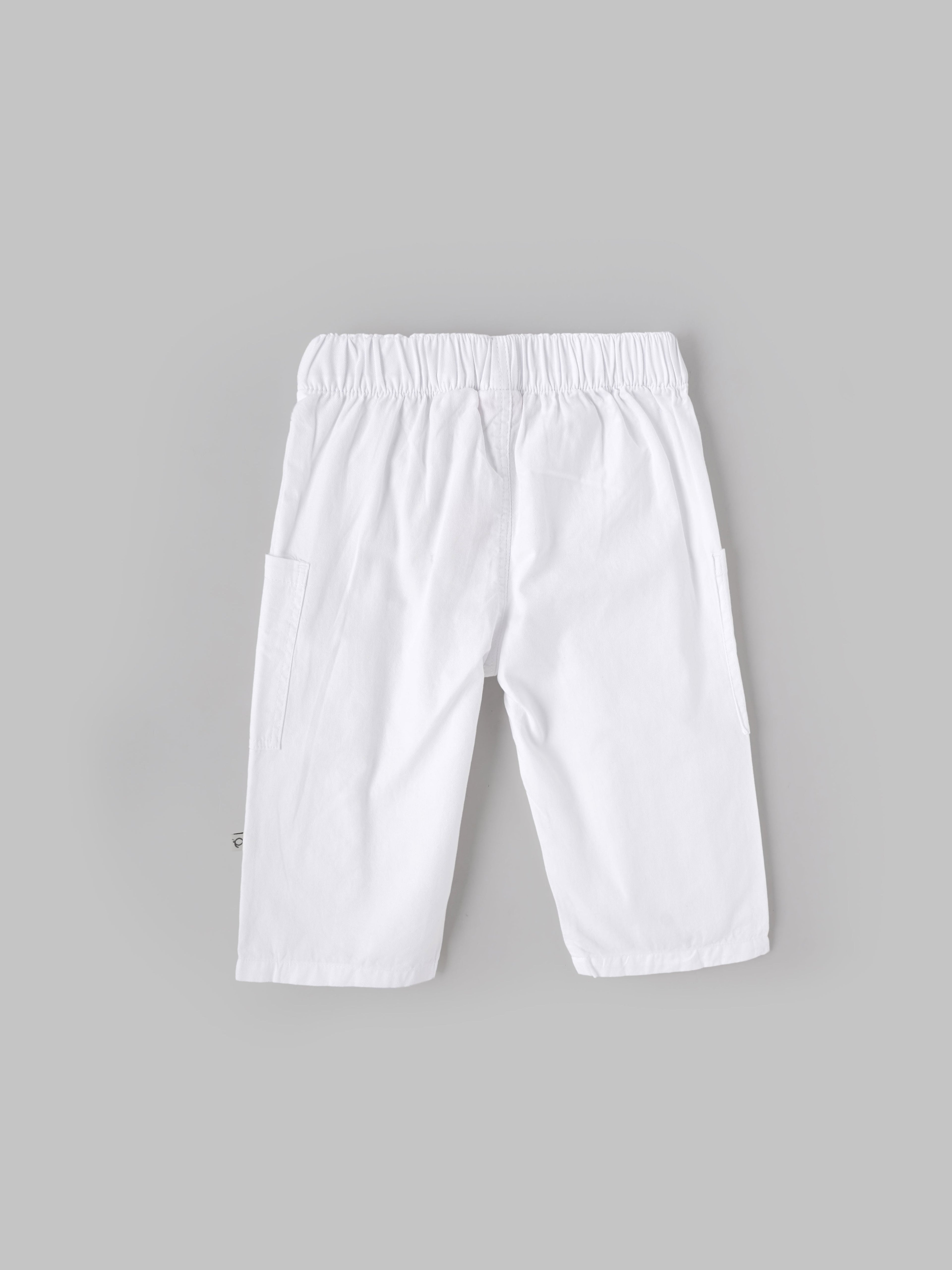 Popees Baby Unisex White Cotton Casual Pant| 9 Months to 4 Years