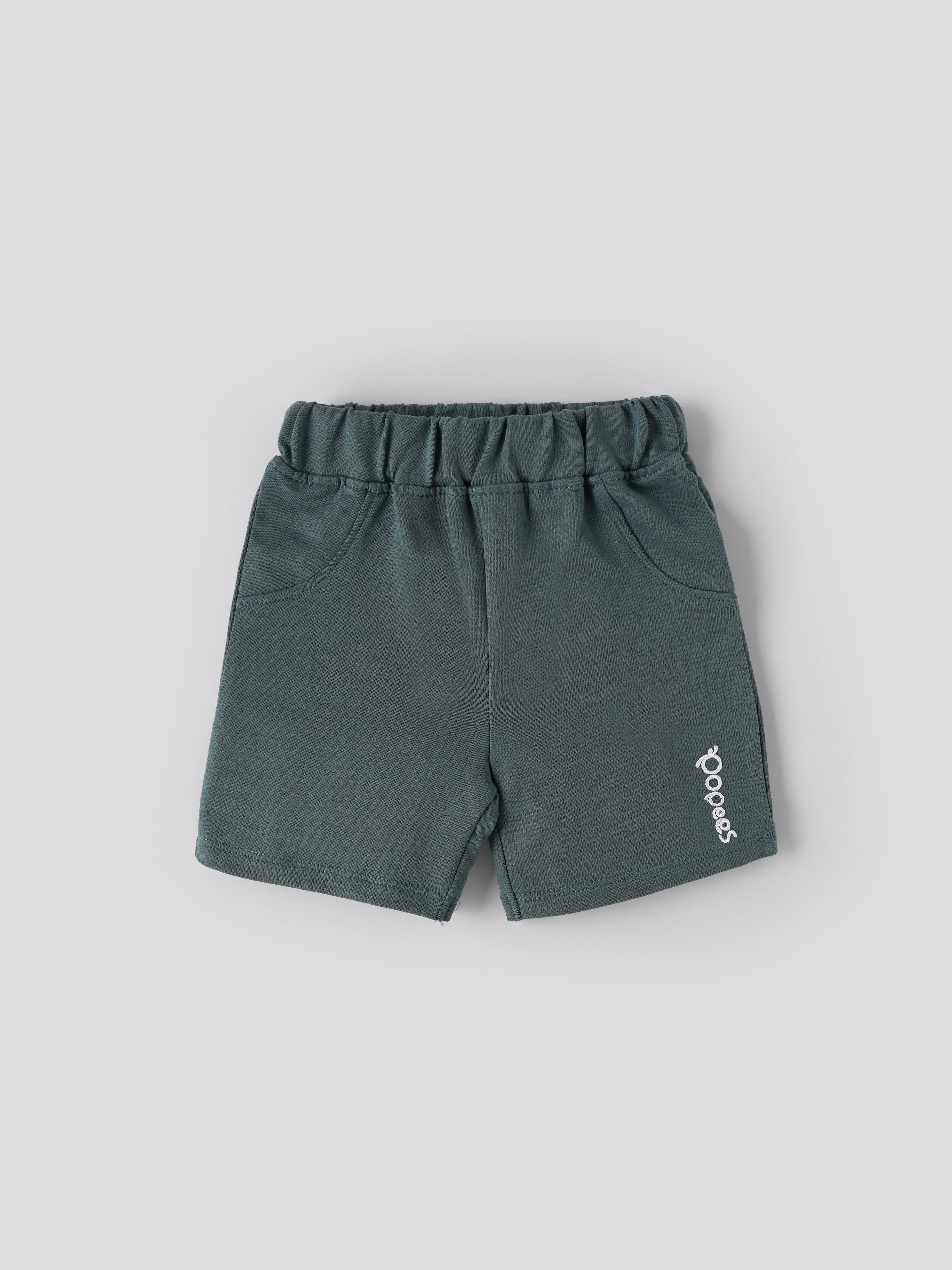 Popees Baby Boys Soft Cotton Knit Shorts Pack| Navy Blue & Olive Green| 3 to 36 Months