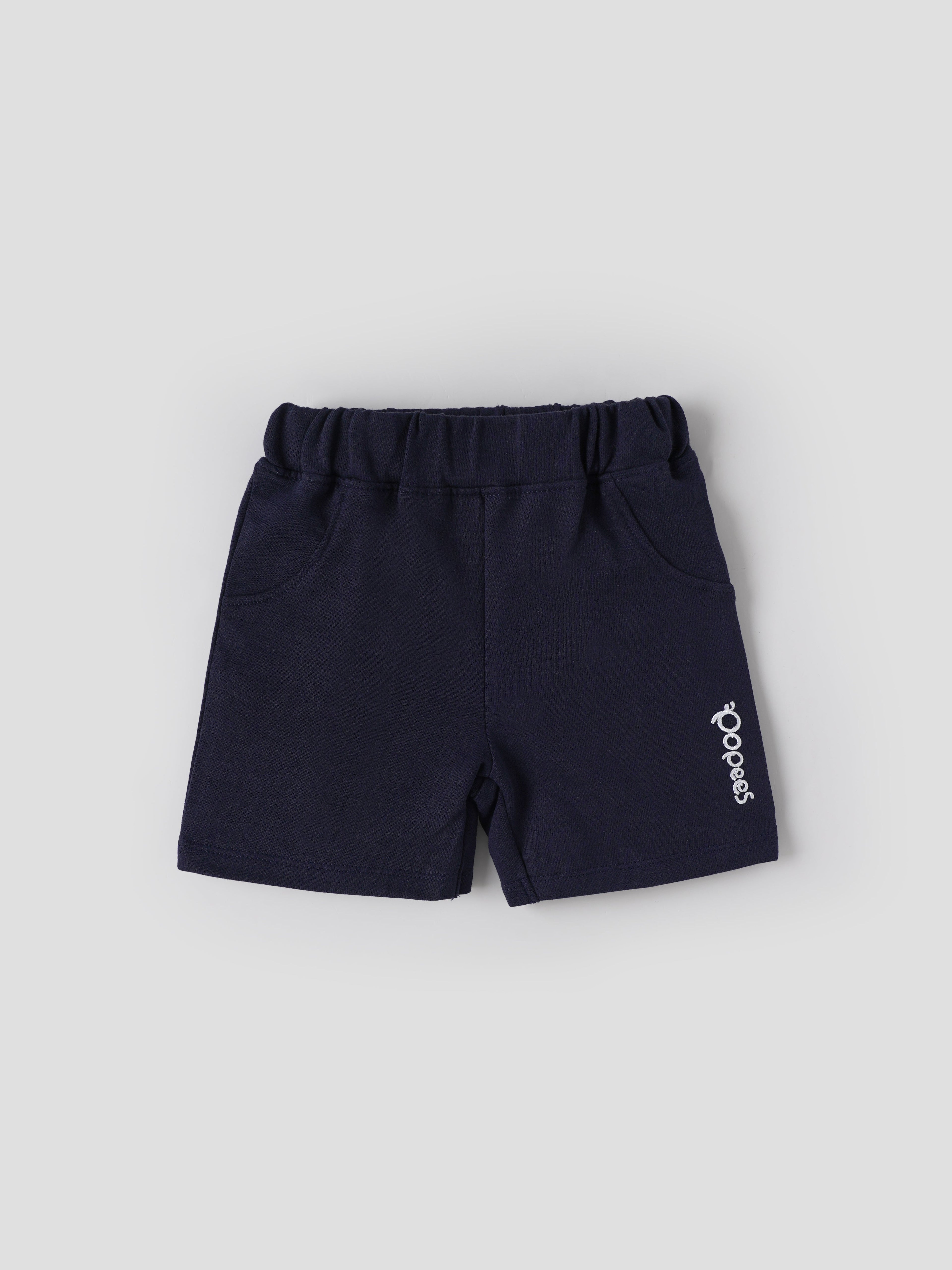 Popees Baby Boys Soft Cotton Knit Shorts Pack| Navy Blue & Olive Green| 3 to 36 Months