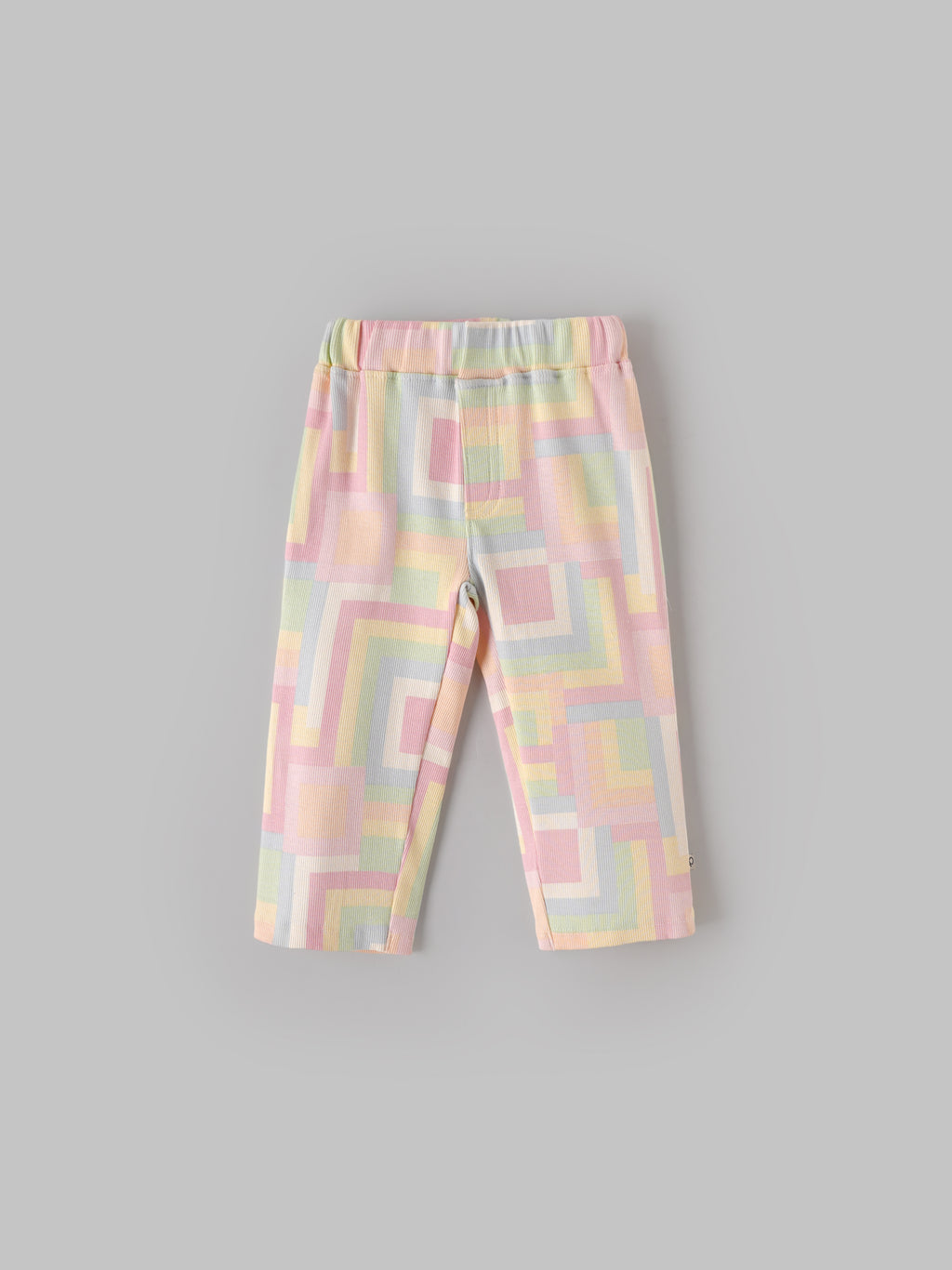 Popees Baby Girls Cotton Pants Pack of 2 | Solid & Pastel Geometric Print Elastic Waist (Size 3-36 M)