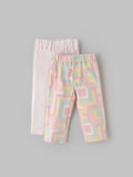 Popees Baby Girls Cotton Pants Pack of 2 | Solid & Pastel Geometric Print Elastic Waist (Size 3-36 M)