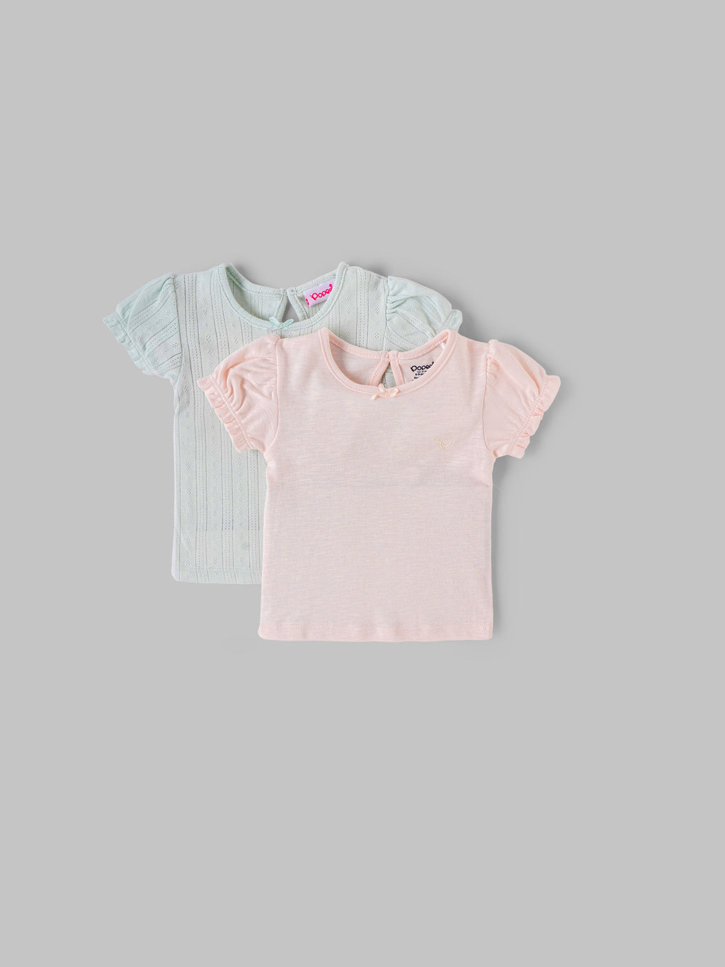 Popees Baby Girls Cotton Puff Sleeve Tops |3 Months to 24 Months