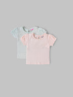 Popees Baby Girls Cotton Puff Sleeve Tops |3 Months to 24 Months