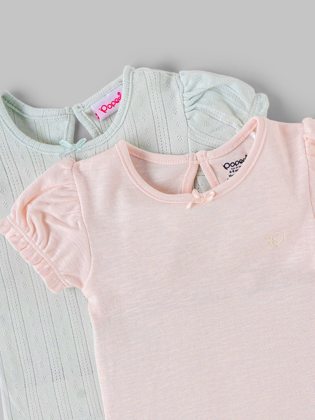 Popees Baby Girls Cotton Puff Sleeve Tops |3 Months to 24 Months