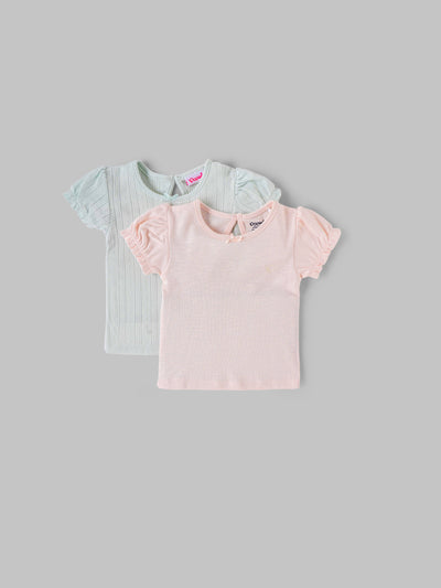 Popees Baby Girls Cotton Puff Sleeve Tops |3 Months to 24 Months