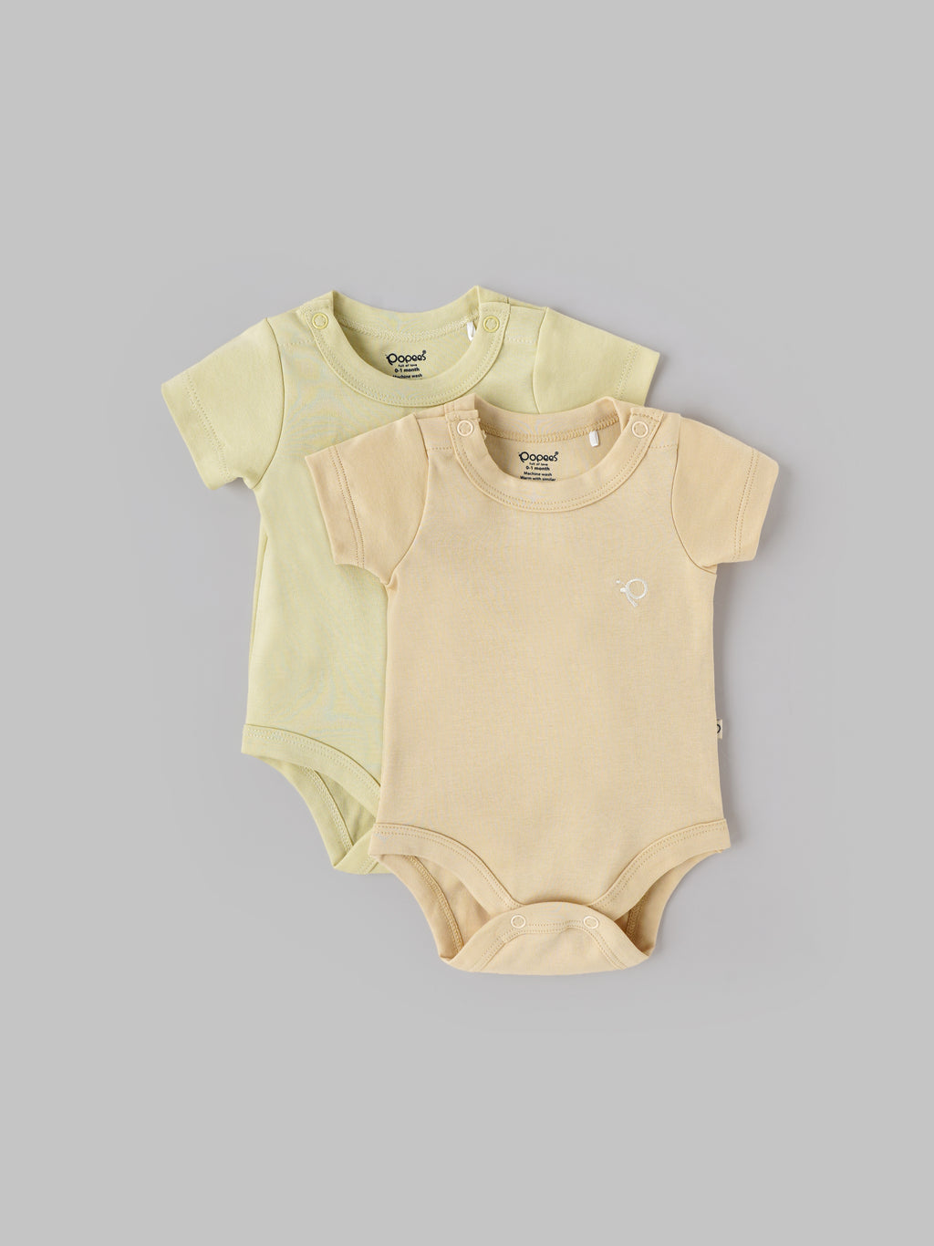 Popees Baby Boys Cotton Bodysuit Set| Yellow & Cream (Pack of 2)| Tiny Baby To 6 Months