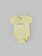 Popees Baby Boys Cotton Bodysuit Set| Yellow & Cream (Pack of 2)| Tiny Baby To 6 Months