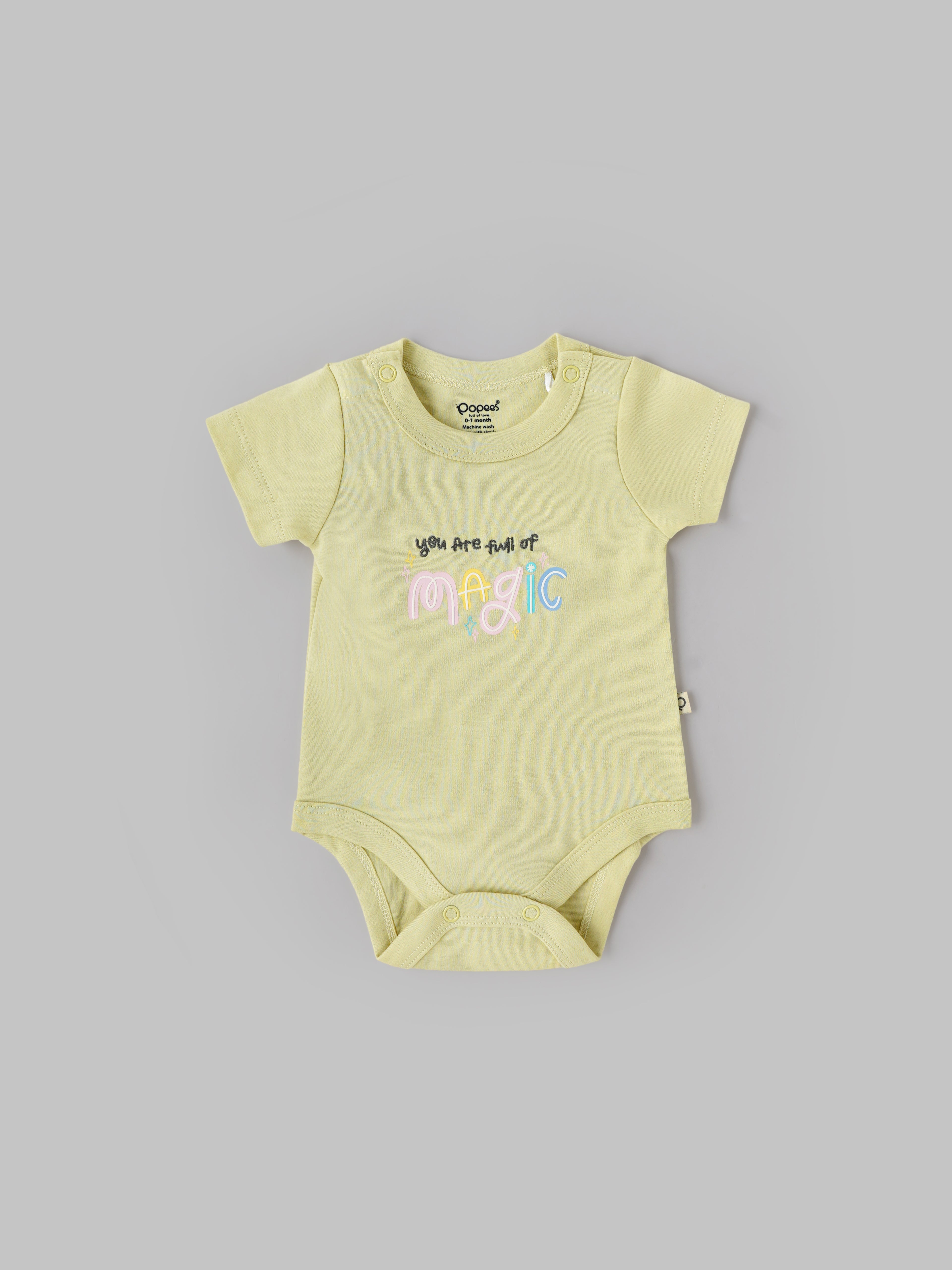 Popees Baby Boys Cotton Bodysuit Set| Yellow & Cream (Pack of 2)| Tiny Baby To 6 Months