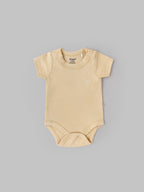 Popees Baby Boys Cotton Bodysuit Set| Yellow & Cream (Pack of 2)| Tiny Baby To 6 Months