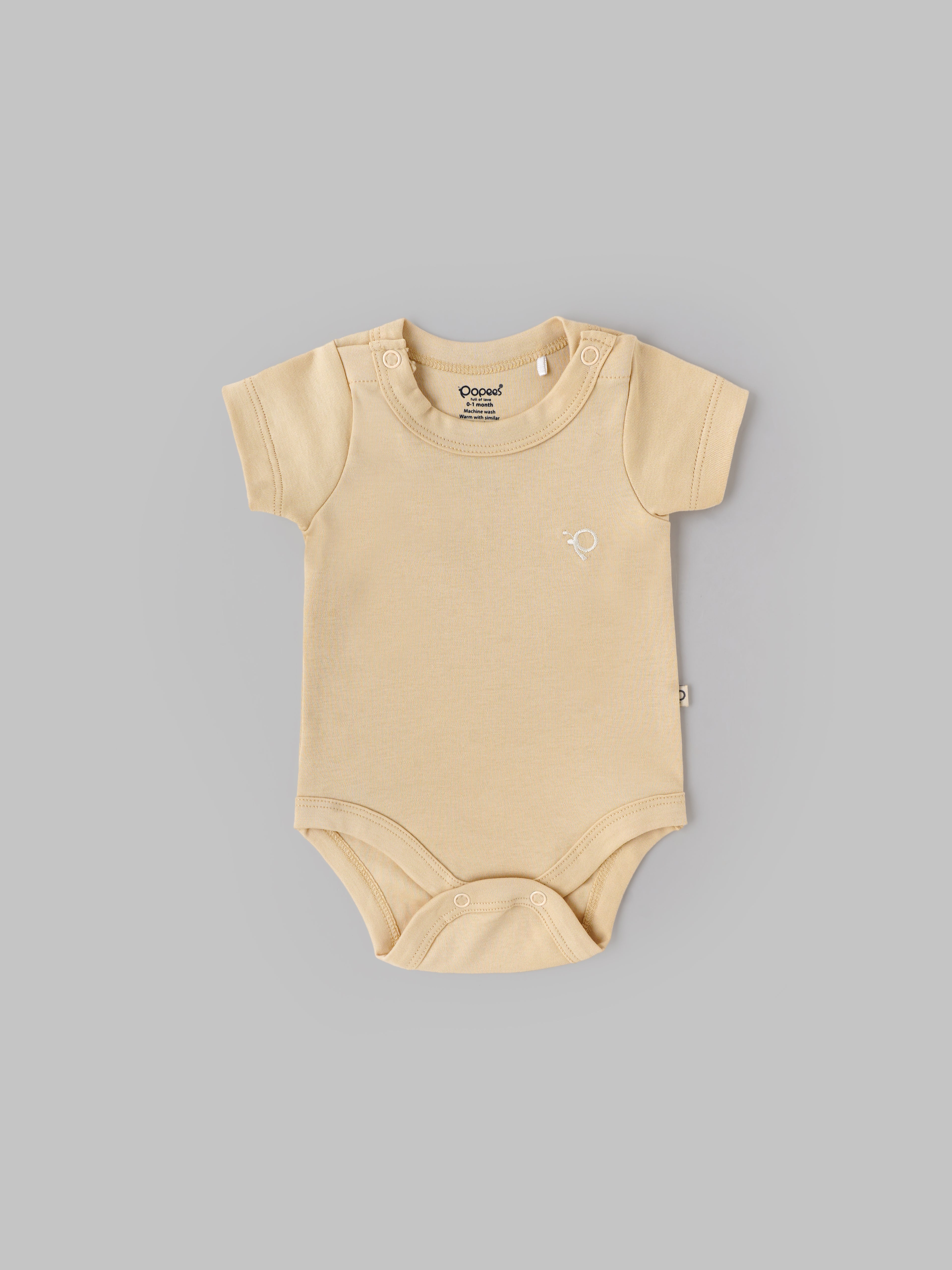 Popees Baby Boys Cotton Bodysuit Set| Yellow & Cream (Pack of 2)| Tiny Baby To 6 Months