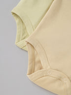 Popees Baby Boys Cotton Bodysuit Set| Yellow & Cream (Pack of 2)| Tiny Baby To 6 Months